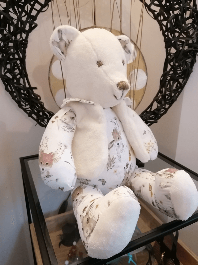 Petit ours en tissus renard, hérisson  ,lapin