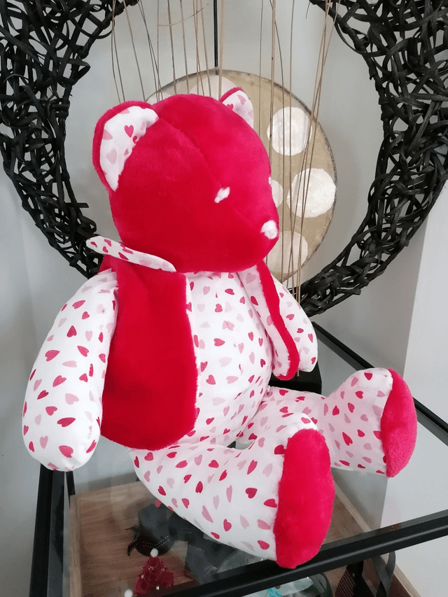 Ours tout doux cœur rose