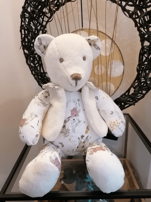 Petit ours en tissus renard, hérisson  ,lapin